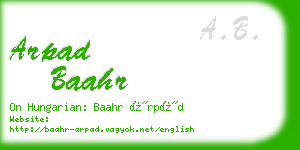 arpad baahr business card